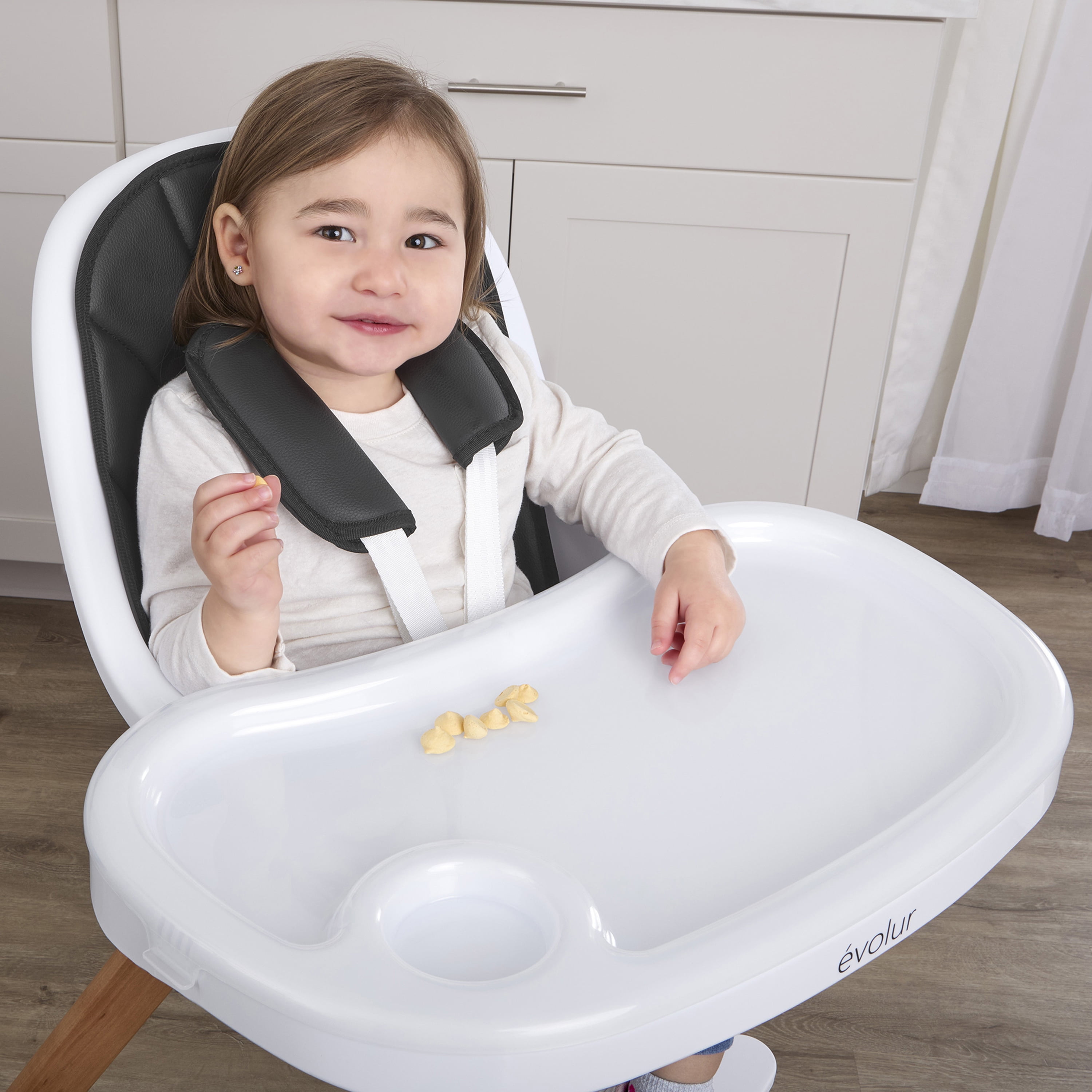 Evolur Zoodle 3-in-1 High Chair Booster Feeding Chair with Modern Design, Light Grey