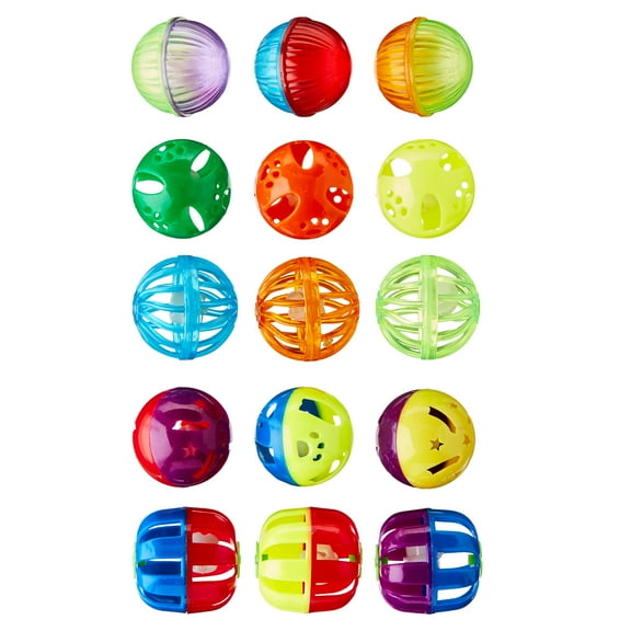 Vibrant Life Plastic Balls Cat Toys, Multicolor, 15 Count