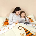 thumbnail image 4 of Homewish Halloween Cartoon Pumpkin Full Size Comforter Sets, Autumn Floral Bat Bedding Comforter Set, Pale Yellow Orange, Pumpkin Bat Reversible, 3 Pieces 1 Comforter and 2 Pillowcases, 4 of 6