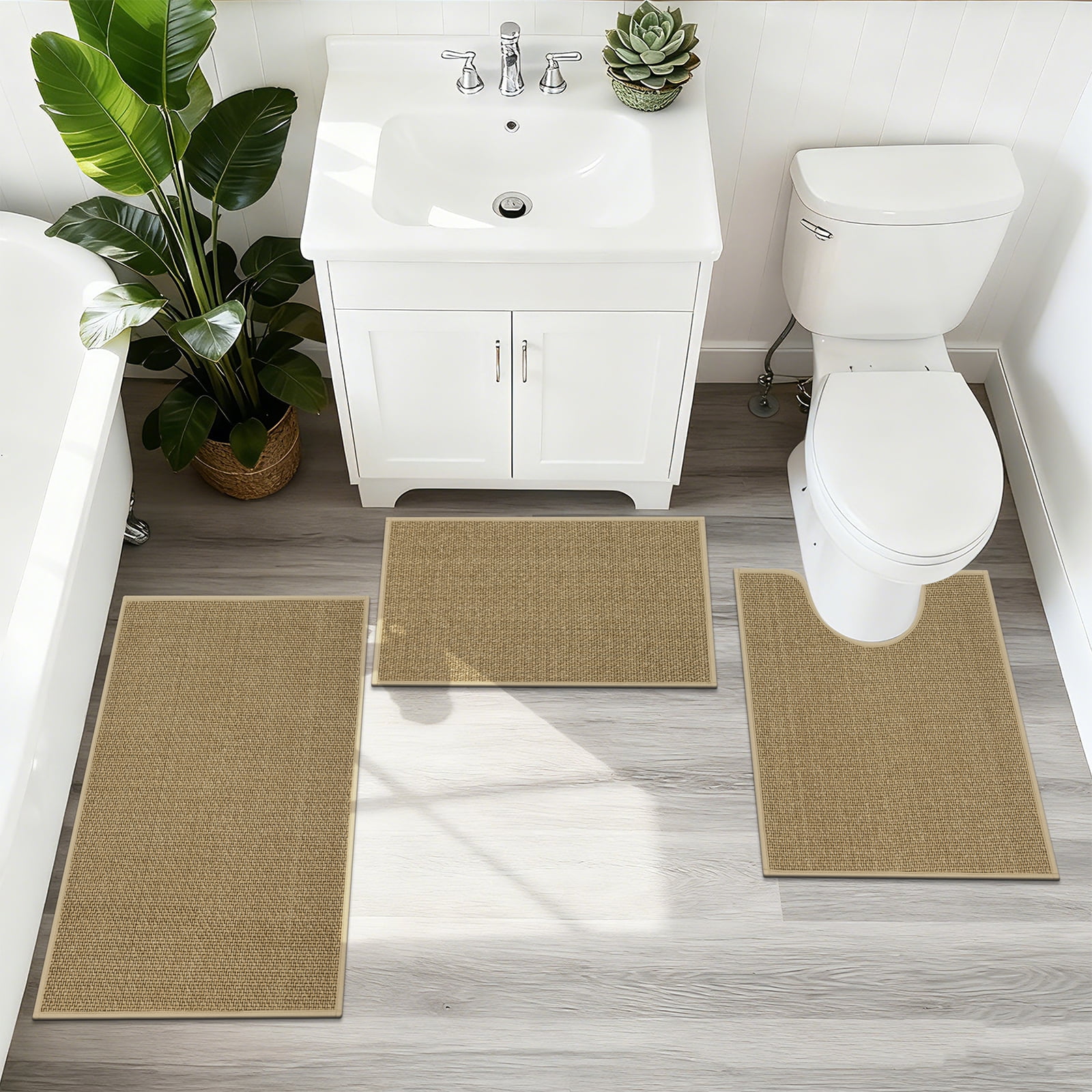 Bathroom Rugs Sets 3 Piece, Washable, Super Absorbent Bath Mat for Bathroom