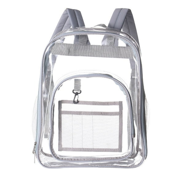SDJMa Small Clear Backpack Stadium Approved 13"x16.5"x6.6" Clear Mini Stadium Concert Festival Bag, Transparent Bag with Side Water Holder & Front Zipper Pocket