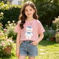 thumbnail image 3 of ITSAME Cotton T-Shirt for Girls Cartoon Print Crewneck Short Sleeve Summer Loose Casual Tops Pink Size 7-8, 3 of 6