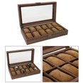 thumbnail image 1 of Luxury Wooden Watch Box Men Jewelry box case display men Rings Case Organizer Glass Top 12 Grid, 1 of 8