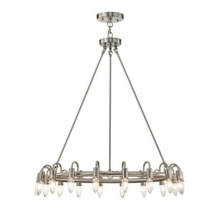 Vater 32 in. 18-Light Indoor Satin Nickel Finish Chandelier with Light Kit