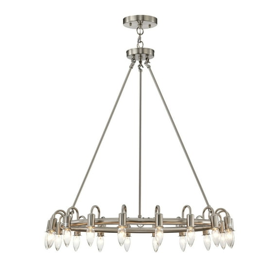 Vater 32 in. 18-Light Indoor Satin Nickel Finish Chandelier with Light Kit