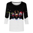 thumbnail image 4 of Bcresic Womens 3/4 Sleeve Tops Red Wine Glass Graphic Shirts for Christmas Trending Santa Hats Elk Print Tshirts Crewneck Tunic Tops Casual Comfy Xmas Clothing Cute Holiday Pullover,01A_Black,Large, 4 of 5