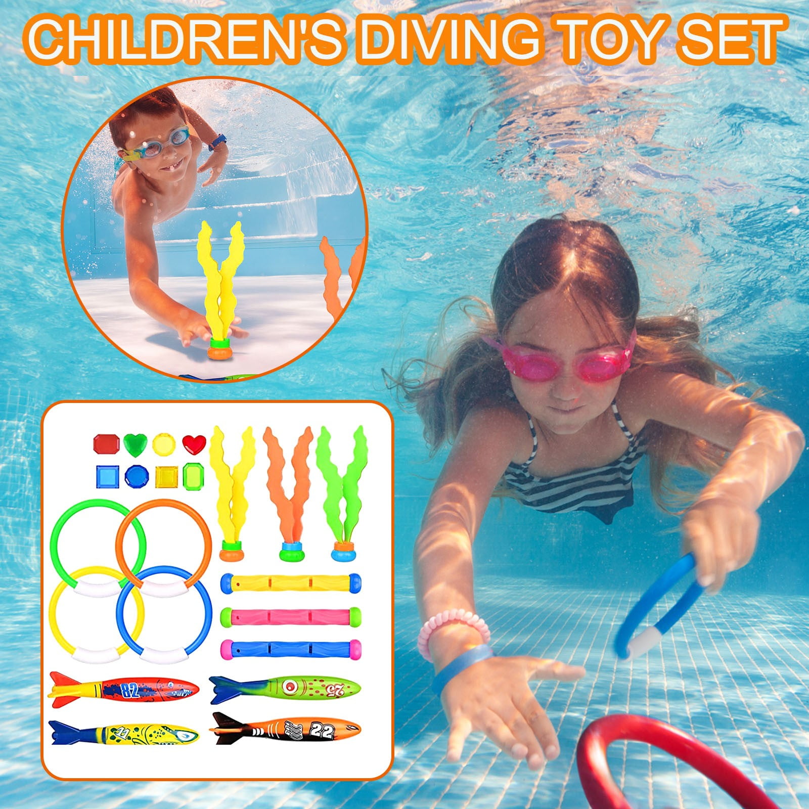 Demeras Swim Bath Training Water Toys Bandits Diving Rings Sinking Seaweed Underwater Swimming Pool Toy for Swimming Pool Toy for Diving Games