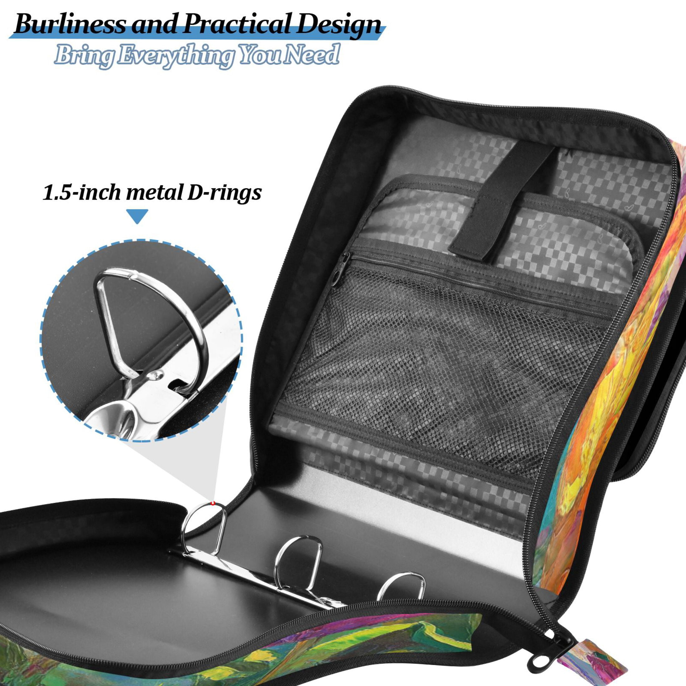 YAZAOO Zipper Binder trapper keeper Documents Organized Design Tulip Symphony Printed