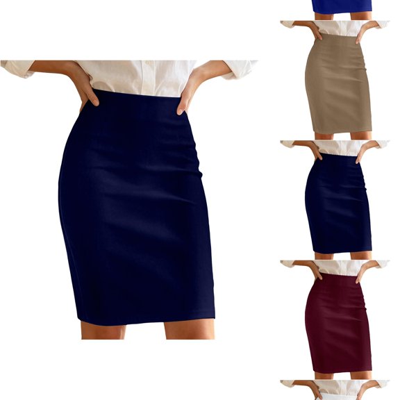 ZHOGXU Women's Skirt Summer High Waist Solid Color Slim Fit Comfortable Fashion Pencil Skirts For Casual Daily Wear And Party,Black,S