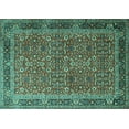 thumbnail image 1 of Ahgly Company Machine Washable Indoor Rectangle Persian Turquoise Blue Traditional Area Rugs, 7' x 9', 1 of 4