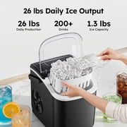 Simzlife 26 lbs/24H Countertop Ice Maker Machine, 9 Bullet-Shaped Ice in 6 Min, Auto-Cleaning Portable Ice Maker for Kitchen, Home, Office, RV, Black