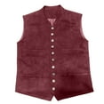 thumbnail image 5 of Kureaily Men's Leather Stand Collar Vest Casual Suede Suit Vest Waistcoat for Men, 5 of 6