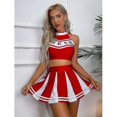 thumbnail image 1 of 2023-traje sexy de animadora Halloween mujeres colegiala Gleeing uniforme de animadora disfraz de porrista de escuela secundaria, 1 of 5