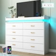 thumbnail image 5 of ChVans White Dresser with Charging Station and LED Lights, Modern Chest of Drawers for Closet, 8 drawer dresser for Bedroom, Living Room, Entryway, Hallway, 5 of 6
