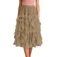 thumbnail image 4 of Womens Maxi Skirt Flowy High Waisted Tiered Layered Long Skirt Color Khaki Size One Size, 4 of 5
