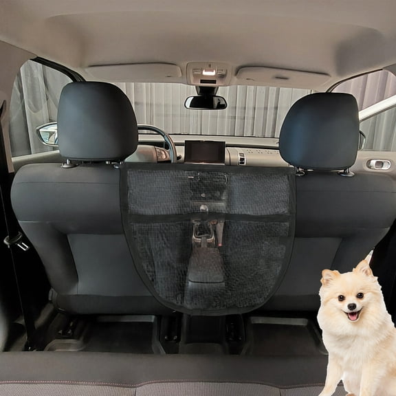 Unique Bargains Dog Car Barrier with Elastic Mesh Universal Pet Divider for Safe Driving Black 15.7"x13.7"