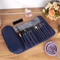 thumbnail image 6 of DODAMOUR Portable Folding Makeup Brush Bag with Silicone Foldable Brush Cleaning Bowl, Multifunctional Cosmetics Rolling Storage Case Makeup Brush Holder, Makeup Brush Organizer Bag for Travel (Blue), 6 of 6