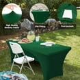 thumbnail image 3 of 6 ft Spandex Table Cover Open Back Fitted Polyester Tablecloth Stretch Washable Tablecover Table Toppers Forest Green, 3 of 6