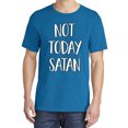thumbnail image 2 of Wild Bobby,Not Today Satan Funny Witty, Streetwear, Garment-Dyed Washed Look Short Sleeve T-Shirt, Cobalt, 2XL, 2 of 3