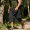 thumbnail image 4 of SOOMLON Mens Cargo Capri Pants Big and Tall Elastic Waist Half Pants Loose Outdoor Pants Trendy Weekend Clothes, 4 of 9
