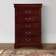 thumbnail image 6 of Ryla 48 Inch Tall Dresser Chest, 5 Drawers, Metal Handles, Solid Brown Wood, 6 of 6