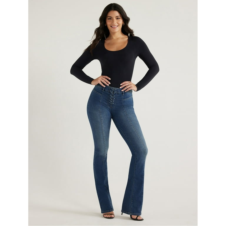 Sofia Jeans Women's Marisol Bootcut Mid Rise Lace Up Jeans, 32.5