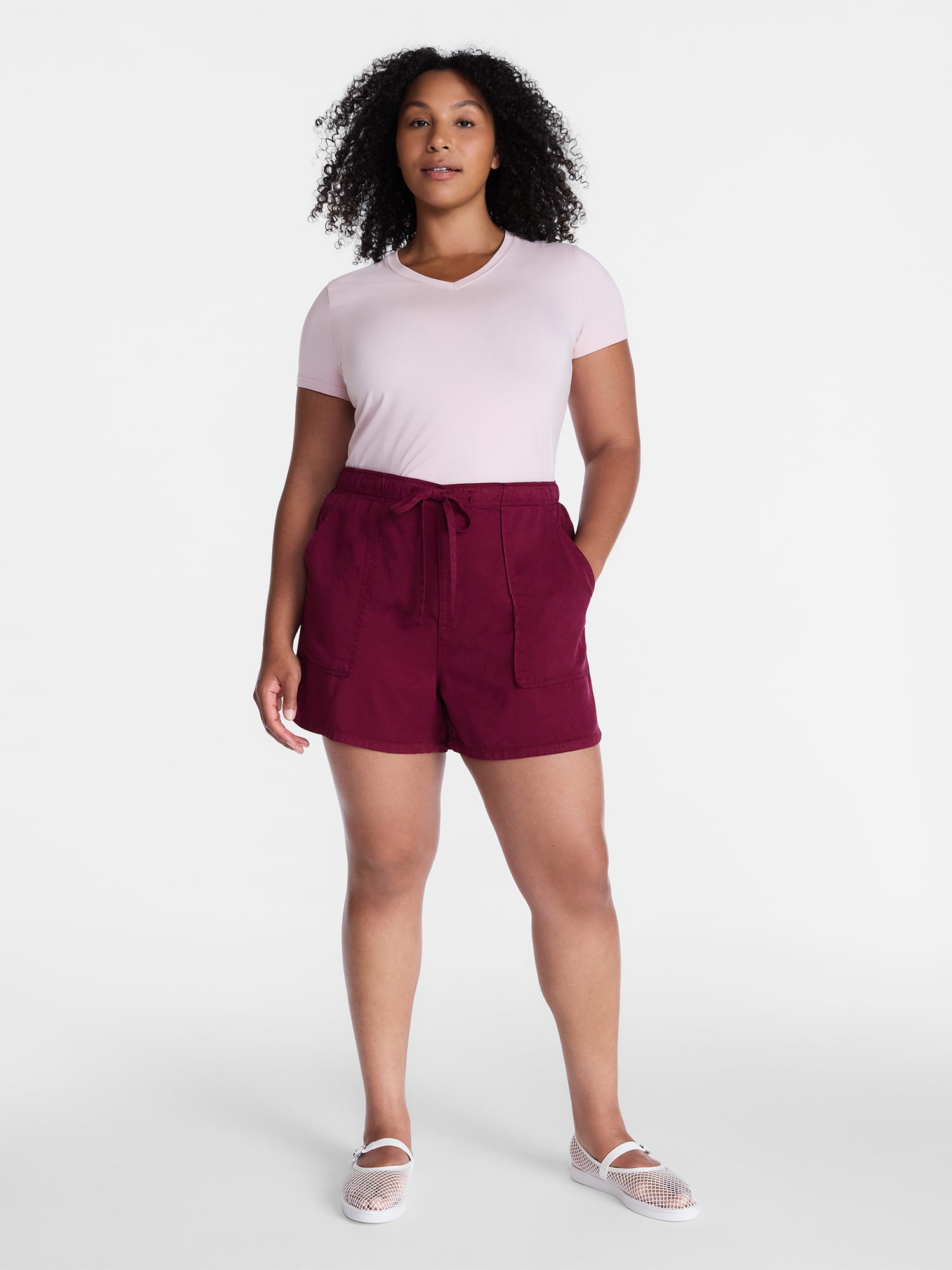 Time and Tru Women's Soft Utility Shorts, 4" Inseam, Sizes XS-XXXL