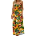 thumbnail image 2 of Gamivast Women Tropical Maxi Dress Leaf Print Sleeveless Spaghetti Strap Summer Beach Sundress Loose Fit Holiday Casual Flowy Boho Long Sun Dress, 2 of 8