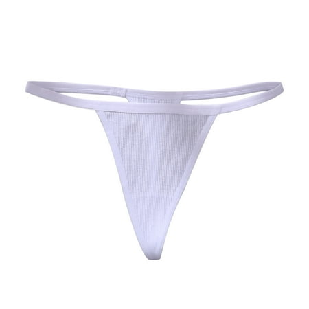 

Egmy Women S Thong Low-Rise Seamless Sexy Underwear Threaded Cotton Panties White M