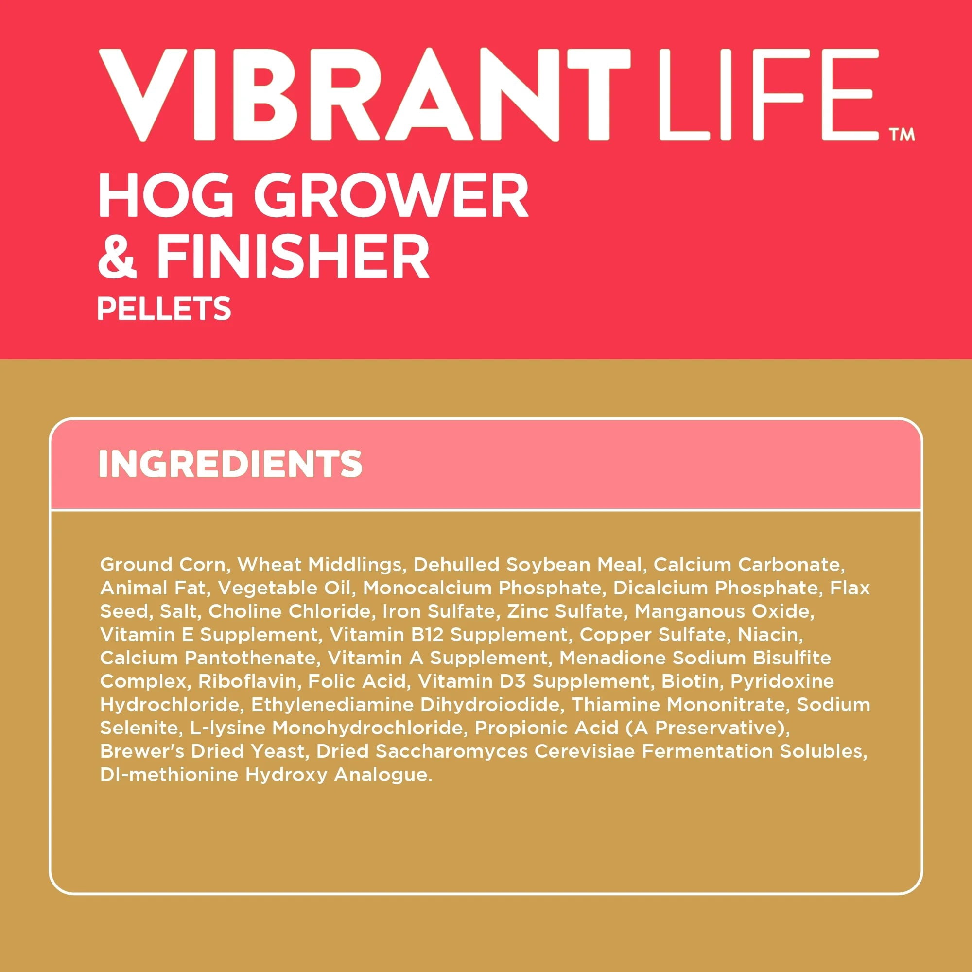 (6 pack) Vibrant Life Hog Grower & Finisher Pellet Feed, 40 lb Bag