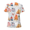thumbnail image 3 of Goofa Gnome Camping Pattern Womens Deep V Neck Low Cut Tops Casual Summer Short Sleeve Ribbed Knit T-Shirts-Small, 3 of 5