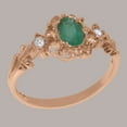 thumbnail image 3 of LBG British Made 9k Rose Gold Natural Emerald & Diamond Womens Promise Ring - 33 size options - Size 4.25, 3 of 8