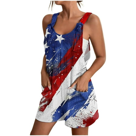 Mitankcoo Women One Piece Shorts Romper - 4th of July Shorts Sleevelss Straps Yellow Jumpsuit Women