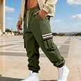 thumbnail image 4 of LMOIPLI Men's Fleece Sweatpants Casual Loose Fit Cargo Pants Elastic Waist Lounge Pants Tapered Joggers with Pockets Army Green L, 4 of 9