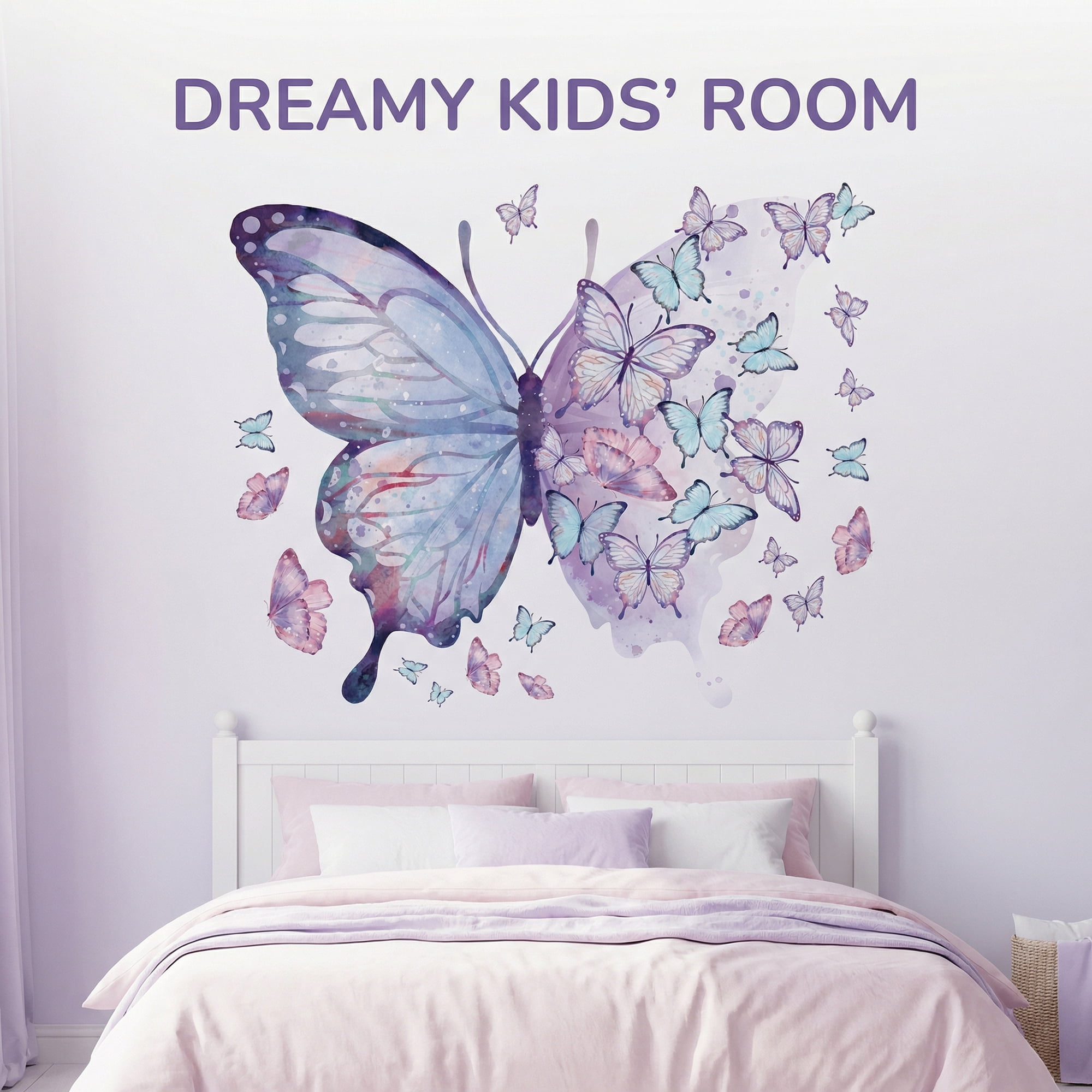 Unique Bargains Butterfly Wall Decals Self-Adhesive Mural Decor Light Purple 18.5" x 15.7"