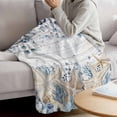 thumbnail image 3 of Blue Beige Coastal Blanket Soft Cozy Warm Throw Blanket for Couch, Plush Fuzzy Flannel Fleece Blankets for Sofa, Beach Starfish Summer Eucalyptus Retro Bed Blankets Lightweight Gifts for Men, 50"x60", 3 of 9