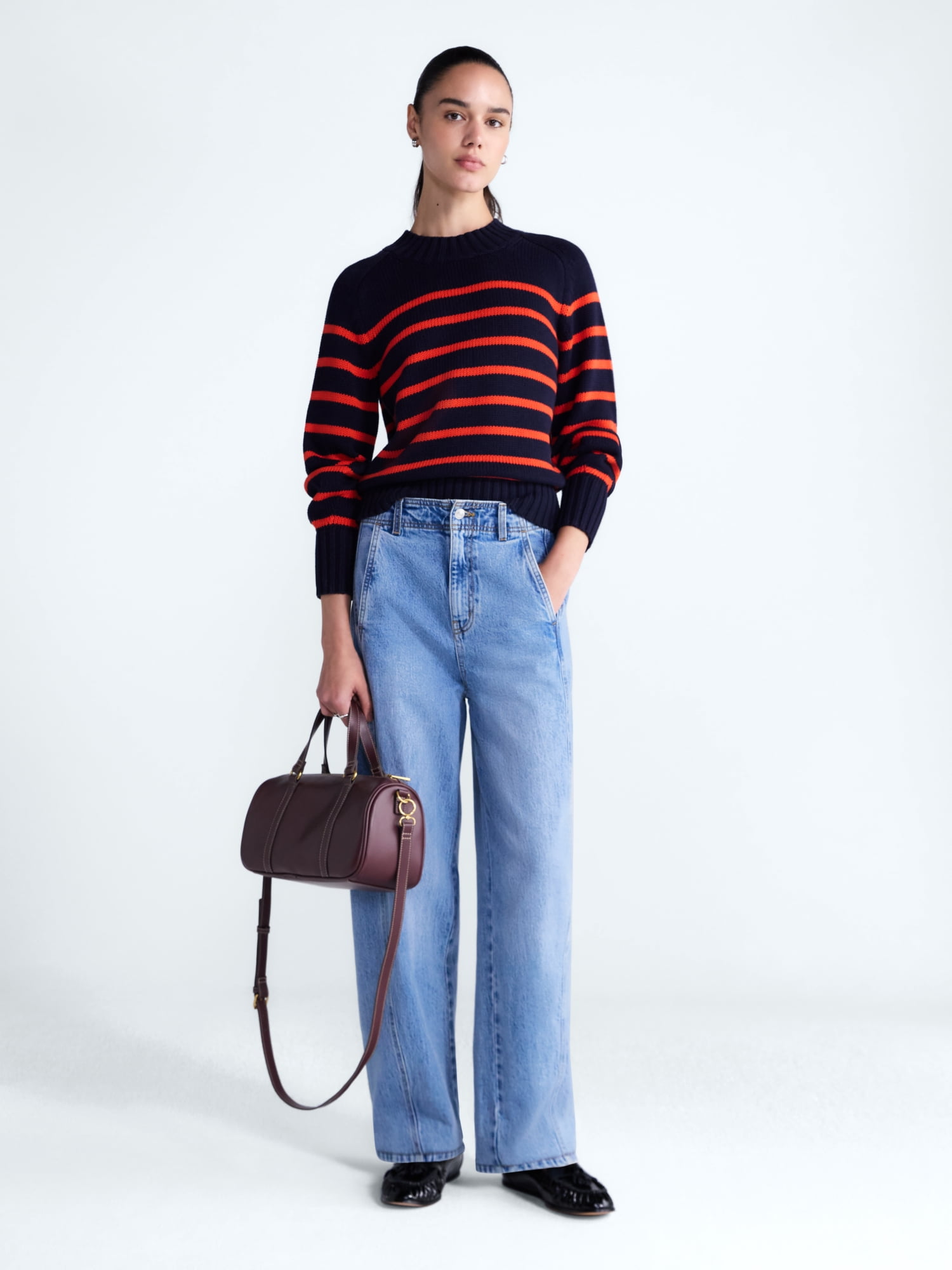 Free Assembly Women's Cropped Mock Neck Cotton Sweater, Midweight, Sizes XS-XXL