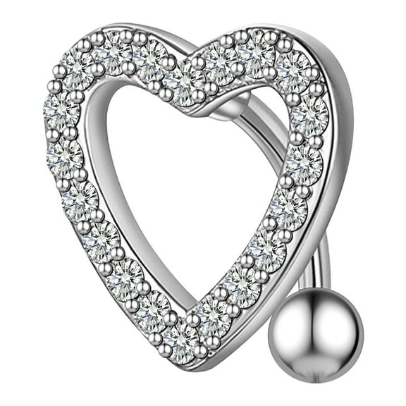 Designice 14G Belly Button Ring ,Heart Shiny Navel Rings, Belly Button Piercing Hypoallergenic