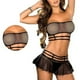 thumbnail image 2 of Conjunto de lencería para mujer Nikou sujetador y braguita diseño de tirantes huecos pijama traje negro S, 2 of 14