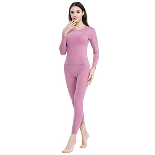 Ladies' New Double Sided Brushed Seamless Thermal Underwear Set Winter Long  Johns Leggings