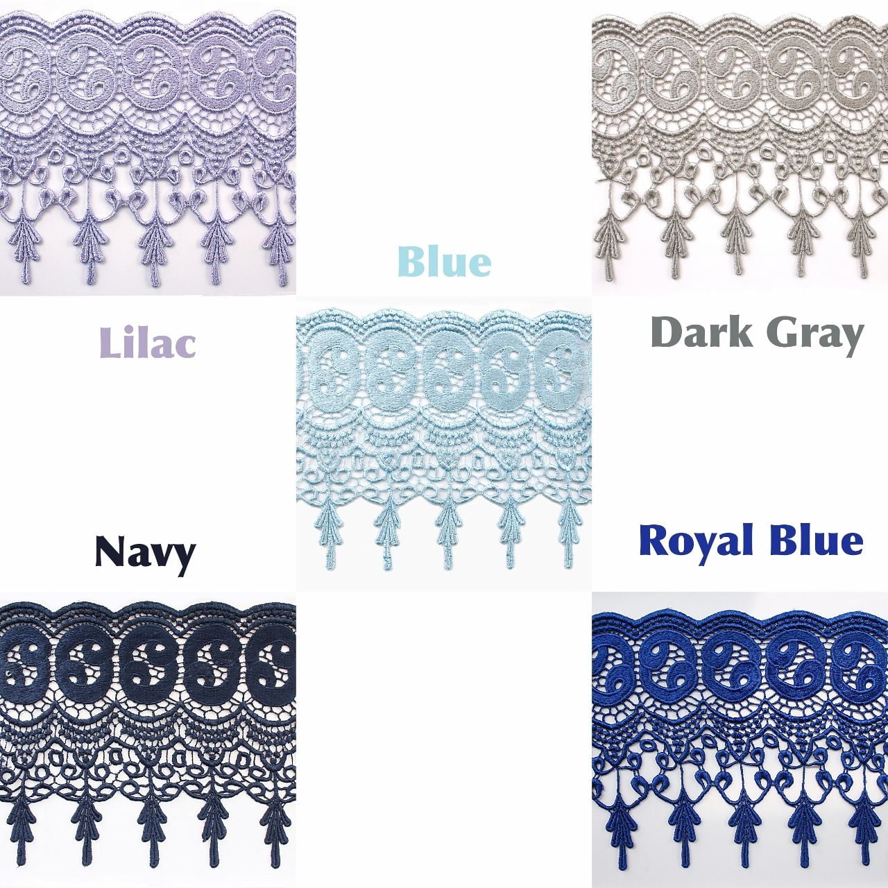 7.5" Wide 20 Colors Floral Venice Lace Trim Guipure Fringe Trimming By Yardage