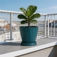 thumbnail image 6 of Hyknon 6.3 Inch Planter Pot with Saucer, Modern Indoor Plastic Plant Pot for Herbs and Flowers, Lightweight Flower Pot Container for Home Office Desk Window Sill Decor, 6 of 6