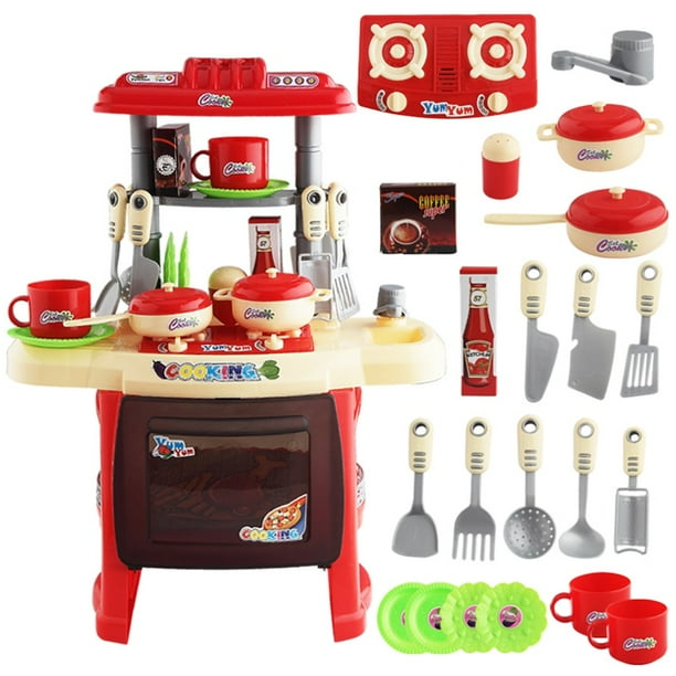 Uheoun Role Play Kids Kitchen Playset Pretend Food Kitchen Toys For Toddlers Toy Accessories Set For Kids Girls Boys Walmart Com Walmart Com