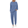 thumbnail image 3 of Fantaslook Two Piece Sets for Women Crewneck Long Sleeve Ribbed Sweatsuits Pullover Lounge Set with Pockets Casual Tracksuit Fall Outfits, 3 of 7