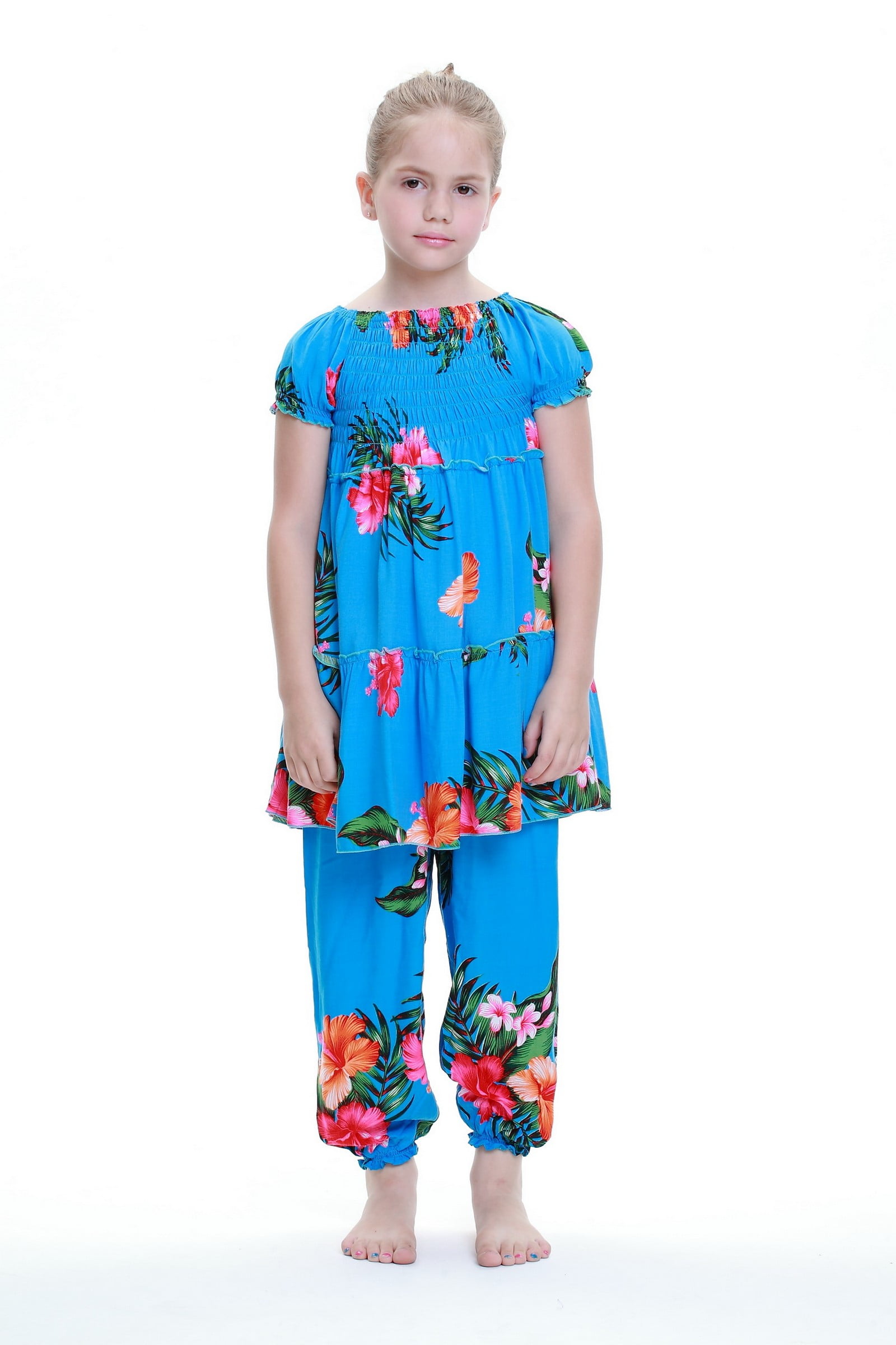 Hawaiian Luau Dress in Turquoise 