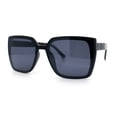 thumbnail image 4 of Womens Rectangle Inset Lens Minimalist Fashion Plastic Sunglasses All Black, 4 of 8