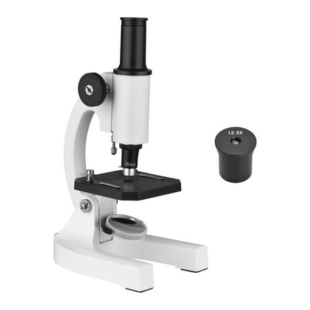 Image of 100-200X Magnification Biological Compound Monocular Microscope with Huygens Eyepiece for Home School Laboratory Biological Education Machine Parts Texting Students Kids Adults