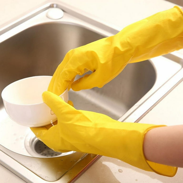 3 Pairs Dishwashing Gloves Rubber Gloves Yellow Kitchen Gloves Long Dish Gloves for Household Cleaning Gardening Utility Work Hand Protection Walmart