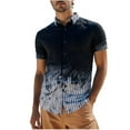 thumbnail image 2 of COSFO Mens Button Down Short Sleeve Shirt Gradient Textured Tops Loose Fit Summer Beach Collared Vacation Mens Shirts, 2 of 9