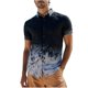 thumbnail image 2 of Blusa y camisa de manga corta con cuello vuelto para hombre, blusa informal de poliéster con estampado de rayas y degradado, abotonada y manga corta., 2 of 9